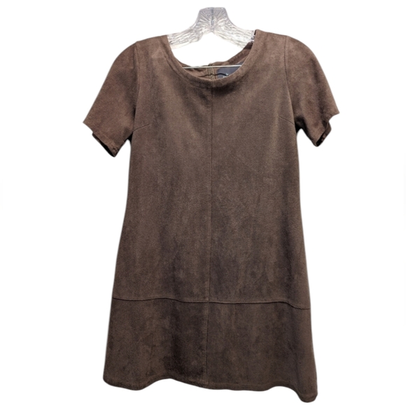 Paper Crane Dresses & Skirts - PAPER CRANE chocolate tan brown faux suede dress size small *TRENDING*